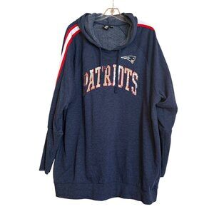 NFL Team Apparel Womens Patriots Hoodie Sweatshirt 3XL Shimmer Blue Fleece Lined